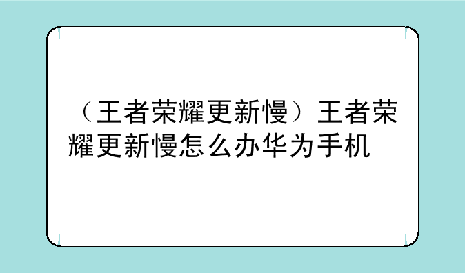 （王者荣耀更新慢）王者荣耀更新慢怎么办华为手机